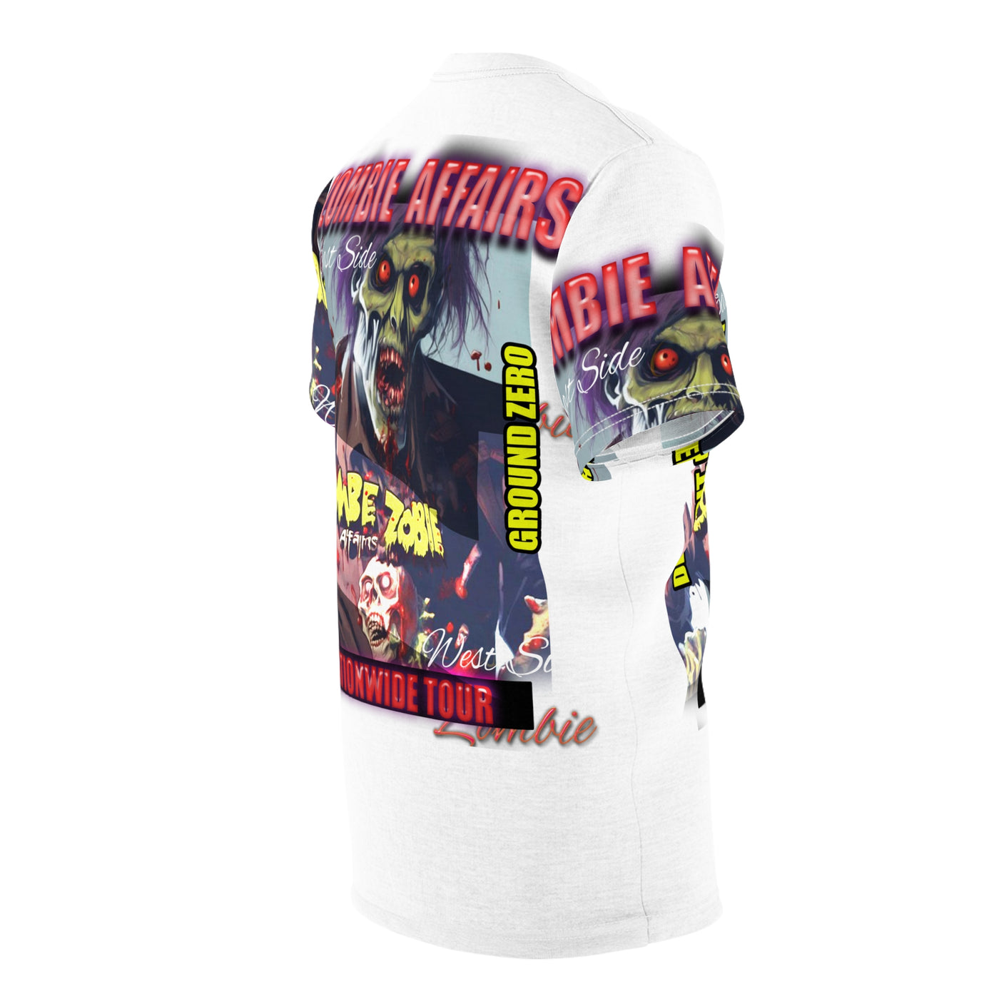 Zombie Affairs (Detroit Tour) White Background Unisex Cut & Sew Tee (AOP)